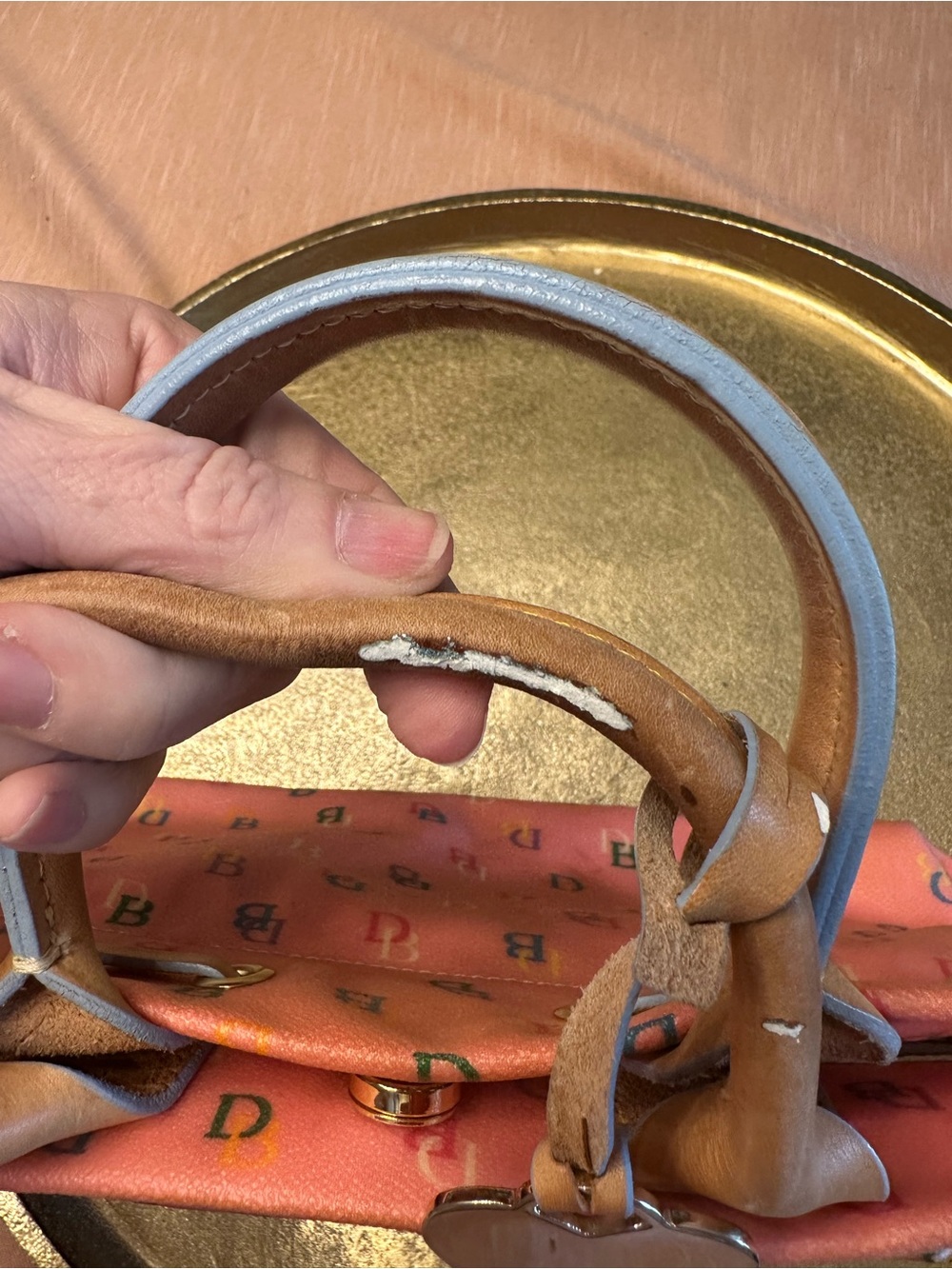 Dooney & Bourke Pink Signature Monogram Drawstring Satchel Y2K Vintage - Picture 7 of 12